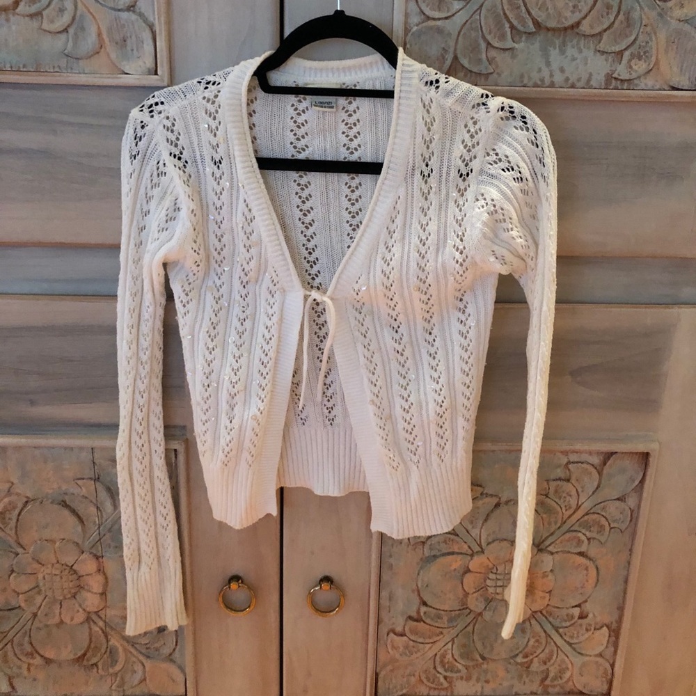 Cherokee White Knit Sequin Sweater